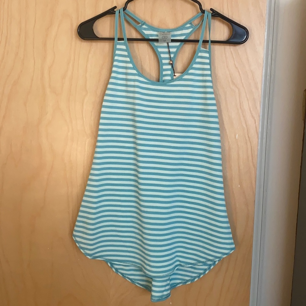 Turquoise striped tank top